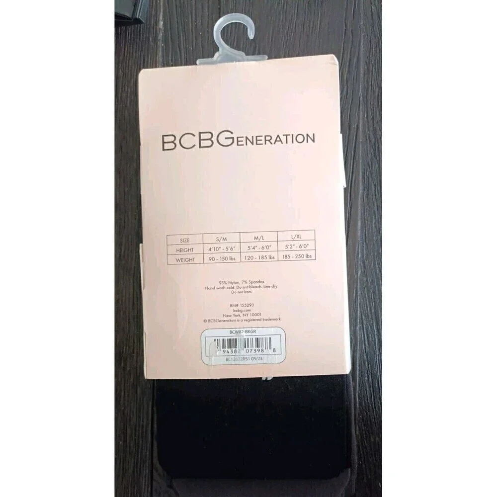 BCBG Generation Opaque Tights 2 Pack Women's Size S/M  Black Gray NEW In Pack